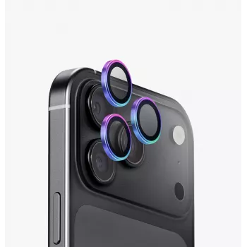 UNIQ Optix Aluguard (DX2) kameras objektīva aizsargs iPhone 18 Pro / iPhone 18 Pro Max – iridescent ar aplikatoru