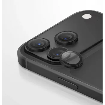 UNIQ Optix Aluguard (DX2) kameras objektīva aizsargs iPhone 18 Pro / iPhone 18 Pro Max - melns ar aplikatoru