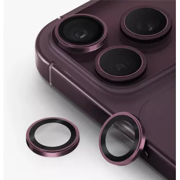 UNIQ Optix Prime kameras lēcu aizsargs iPhone 18 Pro / iPhone 18 Pro Max – bordo krāsā ar aplikatoru