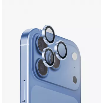 UNIQ Optix Aluguard (DX2) kameras objektīva aizsargs iPhone 18 Pro / iPhone 18 Pro Max – zils ar aplikatoru