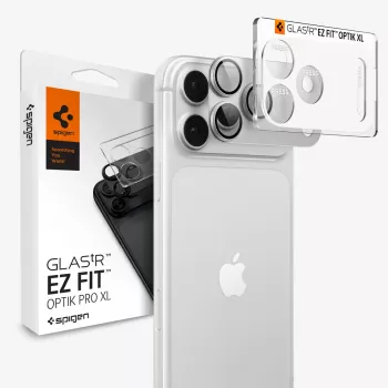 Spigen Optik Pro GLAS.tR EZ FIT kameras objektīva aizsargstikls iPhone 18 Pro Max - sudraba