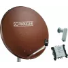 SCHWAIGER SAT sistēma 80 cm 6 dalībniekiem Quattro LNB (bez slēdža) ķieģeļsarkanā krāsā ar Multiswitch 5/6