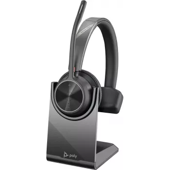 HP Poly Voyager 4300 UC Series 4310 bezvadu ausu klausules ar USB-C adapteri un statīvu, Zoom sertificētas 218474-01