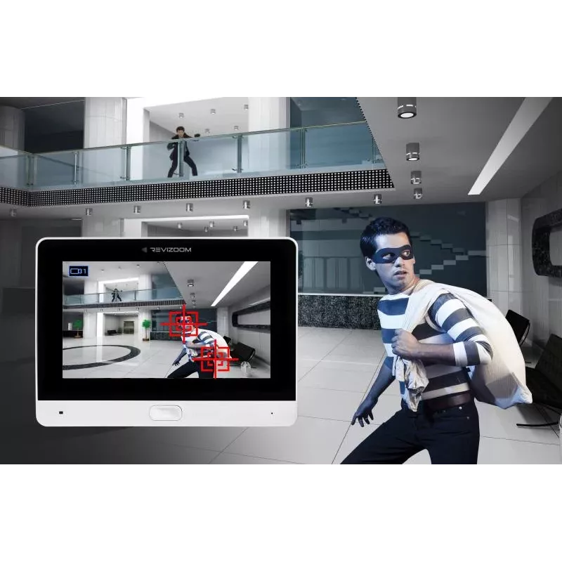 REVIZOOM RM-T273HD balts 7 collu video domofons ar RC-212HD-CK1 āra paneli