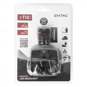 ENTAC EHL-ZOOM-1W-PL Zoom 1W LED galvas lukturis, melns