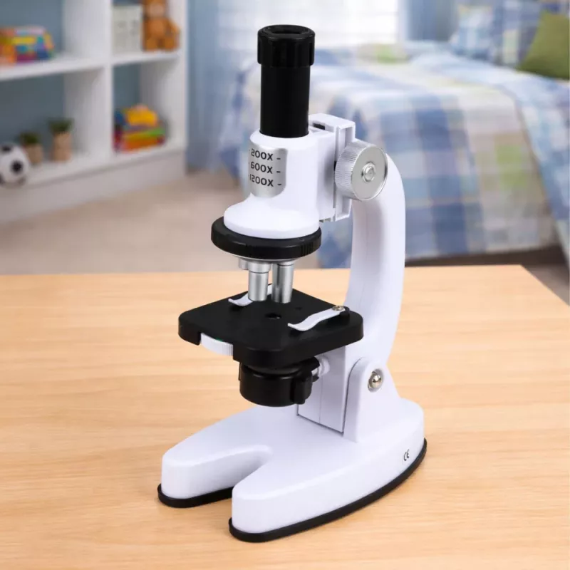 LEAN TOYS Mikroskops Izglītojošs Komplekts Bērniem Tuvinājums 1200x Piederumi Balts