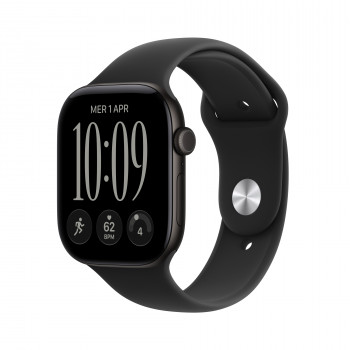 Apple Watch Series 12 GPS + Cellular 46 mm melns alumīnija korpuss ar melnu sporta siksniņu, M/L