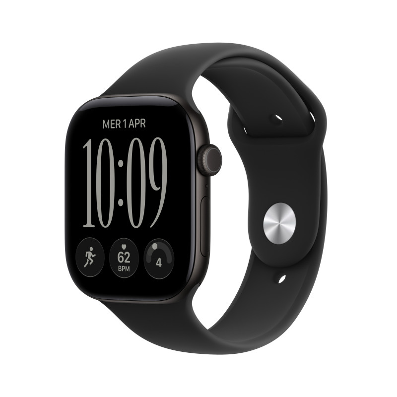 Apple Watch Series 12 GPS + Cellular 46 mm melns alumīnija korpuss ar melnu sporta siksniņu, M/L