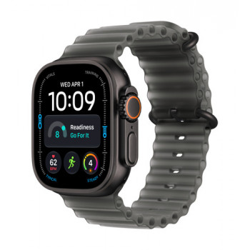 Apple Watch Ultra 4 GPS + Cellular 49mm melna titāna korpuss ar caurspīdīgu melnu Ocean siksnu