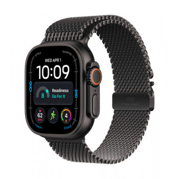 Apple Watch Ultra 4 GPS + Cellular 49mm melna titāna korpuss ar melnu titāna Milanese cilpu - M