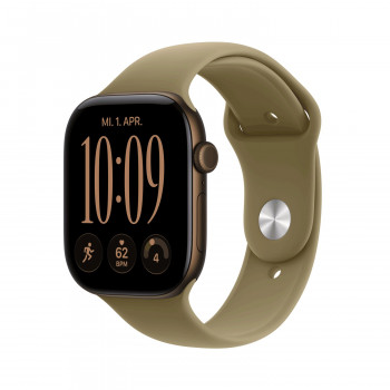 Apple Watch Series 12 GPS + Cellular 46mm tumši bronzas alumīnija korpuss ar olīvu sporta siksnu - M/L