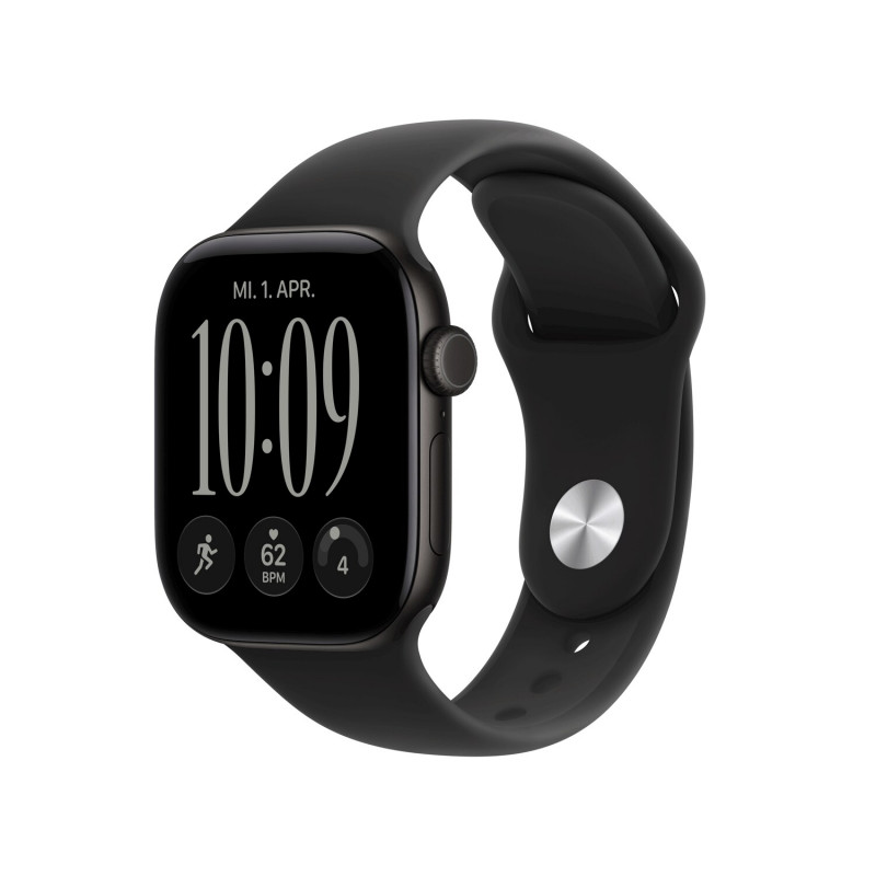 Apple Watch Series 12 GPS + Cellular 42 mm melns alumīnija korpuss ar melnu sporta siksniņu, S/M