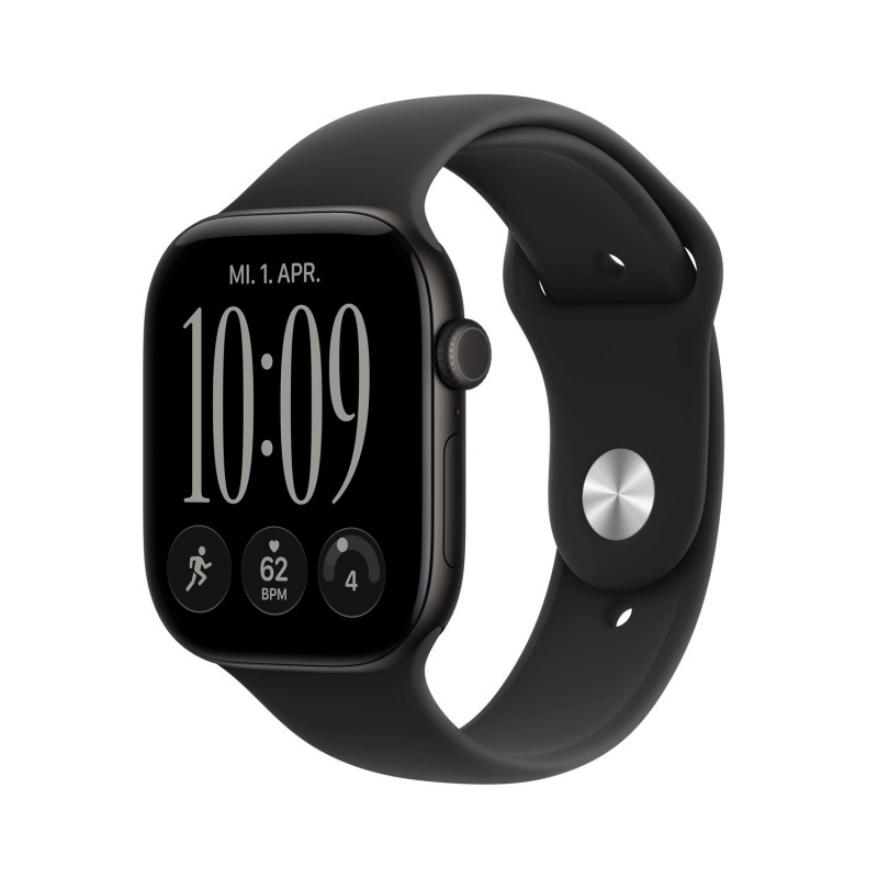 Apple Watch Series 12 GPS 46 mm melns alumīnija korpuss ar melnu sporta siksniņu, M/L