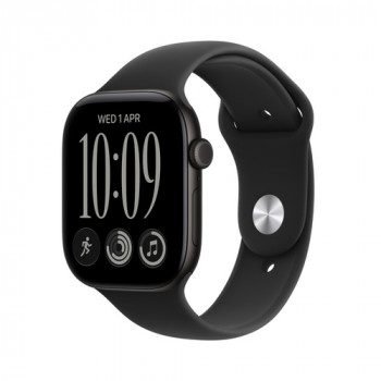 Apple Watch Series 12 GPS + Cellular 46 mm melns alumīnija korpuss ar melnu sporta siksniņu, S/M