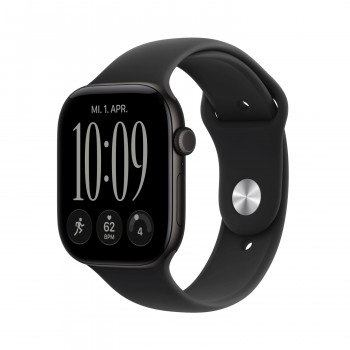 Apple Watch Series 12 GPS + Cellular 46 mm melns alumīnija korpuss ar melnu sporta siksniņu, S/M