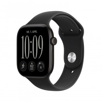 Apple Watch Series 12 GPS 46 mm melns alumīnija korpuss ar melnu sporta siksniņu, S/M