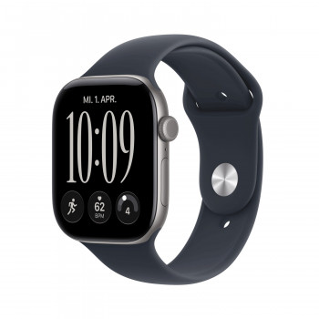 Apple Watch Series 12 GPS 46mm kosmosa pelēks alumīnija korpuss ar tumši zilu sporta aproci - S/M