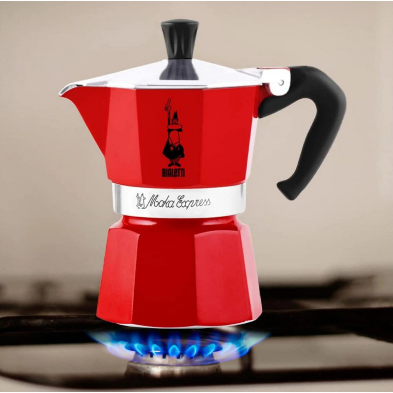 Bialetti Candyland Moka Express 3TZ manuālā kafijas pagatavotāja, 150 ml, sarkana