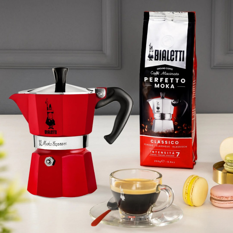 Bialetti Candyland Moka Express 3TZ manuālā kafijas pagatavotāja, 150 ml, sarkana