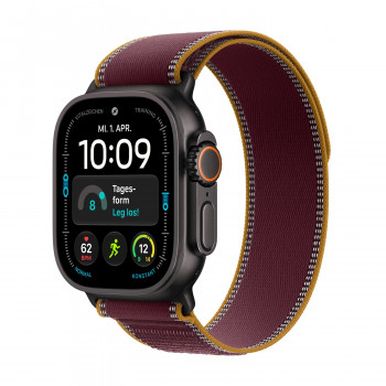 Apple Watch Ultra 4 GPS + Cellular 49 mm melns titāna korpuss ar bordo Trail Loop siksniņu, S/M
