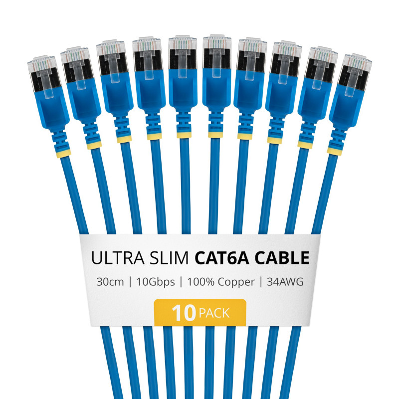 StarTech.com Slim Cat6a U/FTP tīkla kabelis RJ45, 0,3 m, zils, 10 gab.
