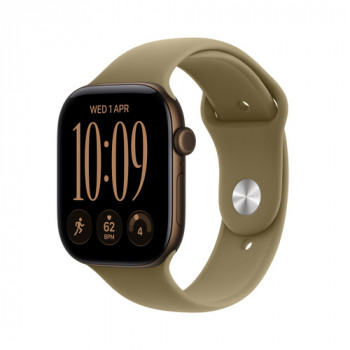 Apple Watch Series 12 GPS 46mm tumši bronzas alumīnija korpuss ar olīvu sporta siksniņu - S/M