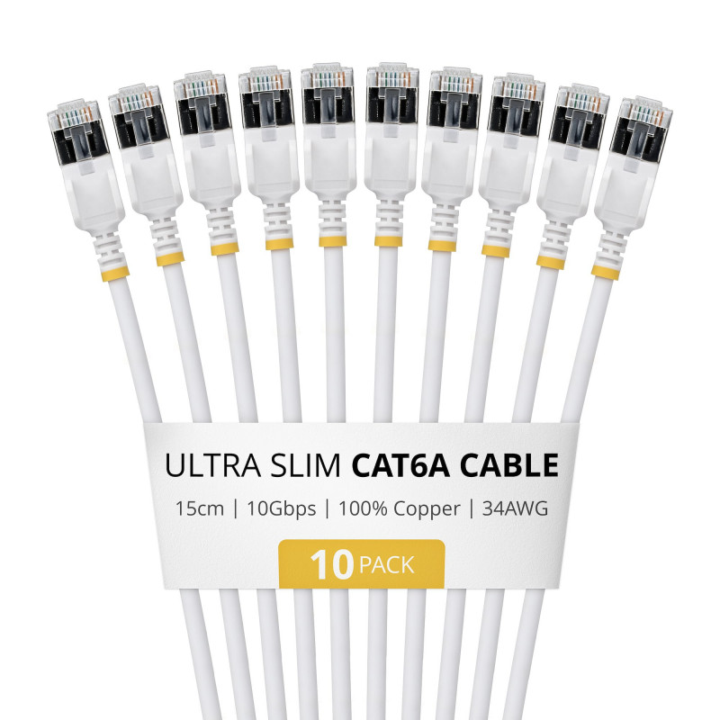 StarTech.com slaids Cat6a U/FTP savienojuma kabelis RJ45, 0,15 m, balts, 10 gab.