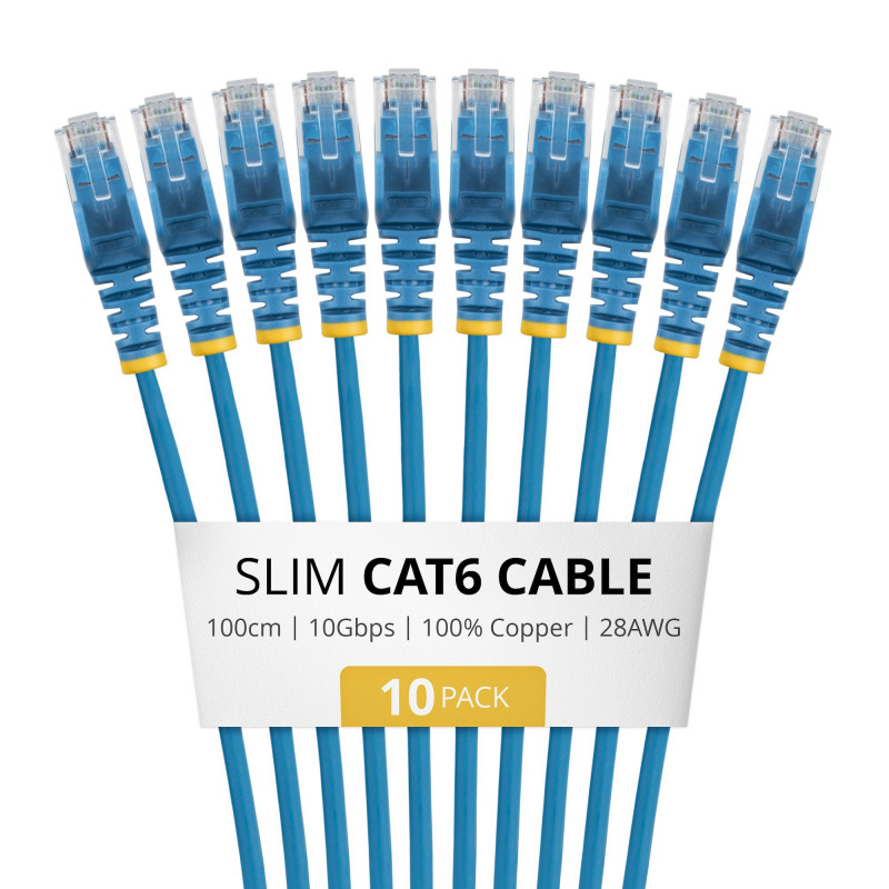 StarTech.com Slim Cat6 U/UTP tīkla kabelis RJ45, 1 m, zils, LSZH, 10 gab.