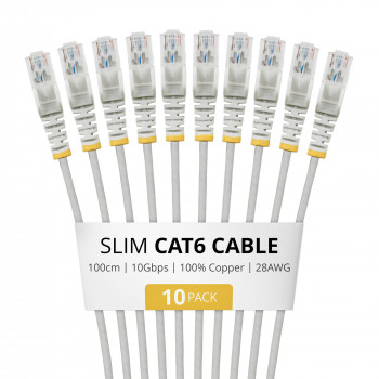 StarTech.com Slim Cat6 U/UTP tīkla kabelis RJ45, 1 m, pelēks, 10 gab.
