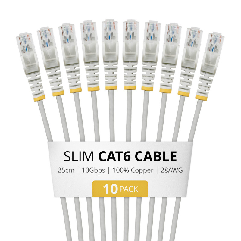 StarTech.com Slim Cat6 U/UTP tīkla kabelis RJ45, 0.25 m, pelēks, 10 gab.