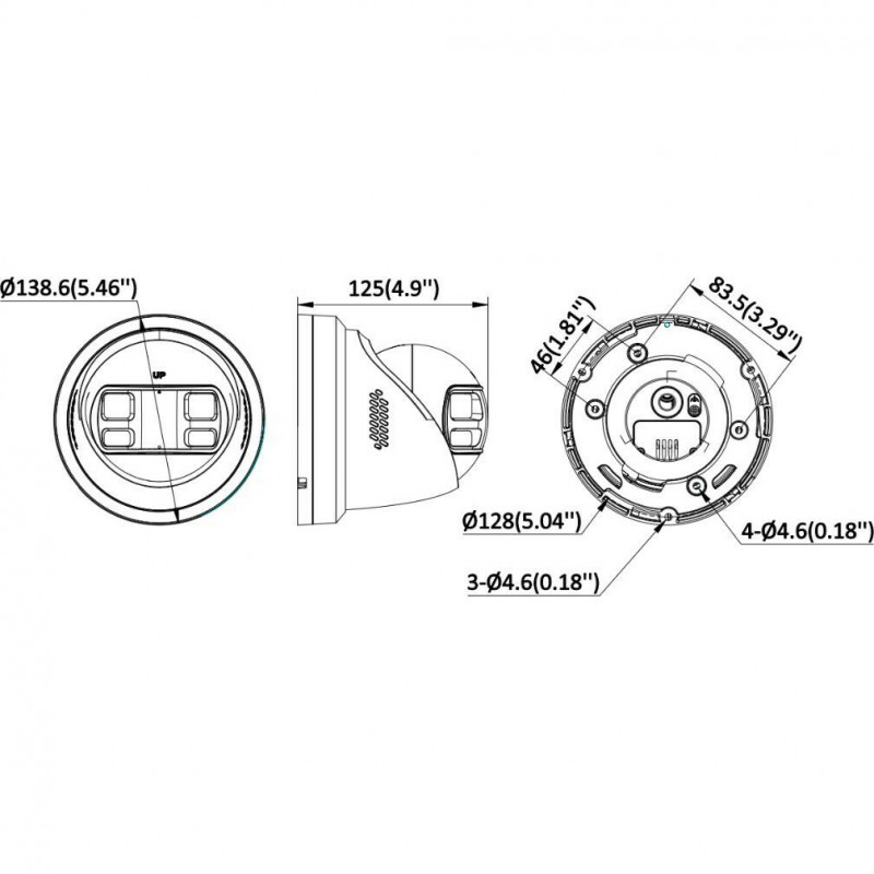 Hikvision DS-2CD2383G2P-LISU/SL 8 MP panorāmas kupola IP kamera, 180°, melna