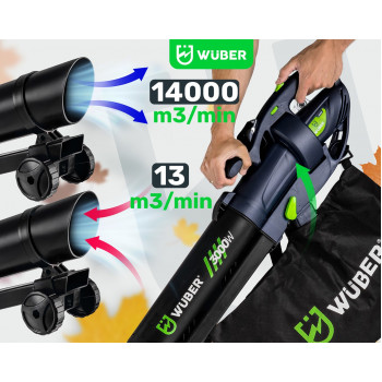 Wuber W43420 elektriskais lapu pūtējs ar smalcinātāju, 3000 W, 10:1