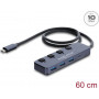 Delock USB 10 Gbps centrmezgls ar 3 x USB Type-A un 1 x USB Type-C™ portu un slēdzi (64384)
