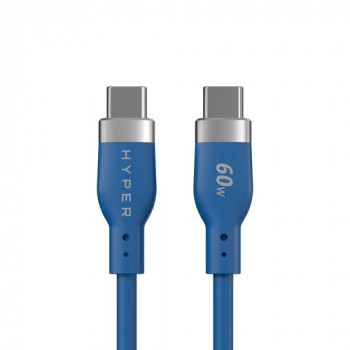 Targus HyperJuice Flex USB-C uz USB-C silikona uzlādes kabelis, USB 2.0, 1,5 m, zils
