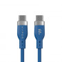 Targus HyperJuice Flex USB-C uz USB-C silikona uzlādes kabelis, USB 2.0, 1,5 m, zils