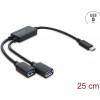 Delock 2 portu USB 5 Gbps Type-A kabeļa centrmezgls ar USB Type-C™ savienotāju, 25 cm (64373)