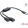 Delock 2 portu USB 5 Gbps Type-A kabeļa centrmezgls ar USB Type-A savienotāju 25 cm (64374)