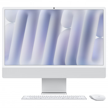 Apple iMac 23.5 inch M4 10 kodolu CPU 10 kodolu GPU 24GB 1TB SSD Standarta stikls - Sudraba, Gigabit Ethernet, Magic Mouse, Magic Keyboard ar Touch ID (vācu)