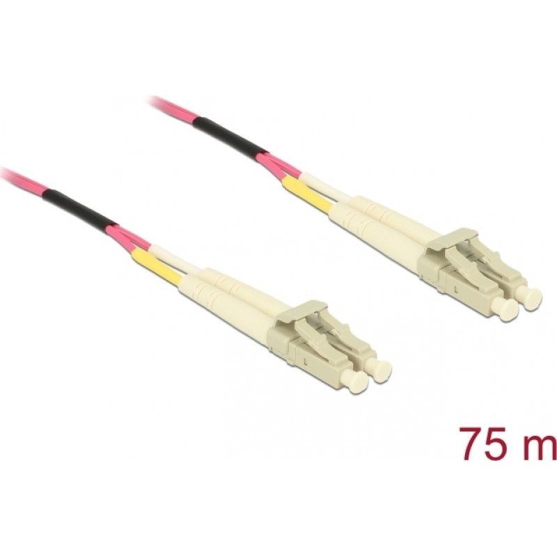Delock 80156 LC Duplex uz LC Duplex daudzmodu OM4 optiskās šķiedras kabelis, 75 m