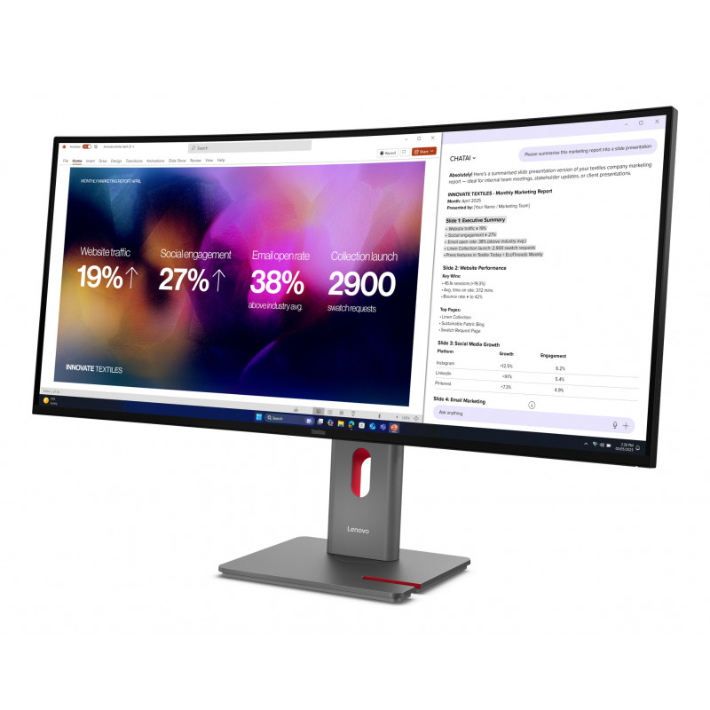Lenovo ThinkVision P40WD-40 40 inch 5K WUHD izliekts IPS monitors, 120 Hz, doks, Daisy Chain, MC60 kamera, skaļruņi