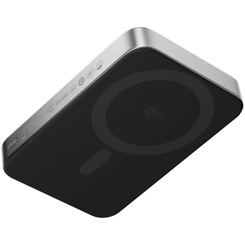 SHARGE AeroMag Air magnētiskais bezvadu ultra plānais power bank 10000mAh, 15W Qi2, 30W USB-C, melns