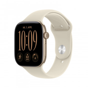 Apple Watch Series 12 GPS 46mm gaiši zelta alumīnija korpuss ar smilškrāsas sporta siksniņu - M/L