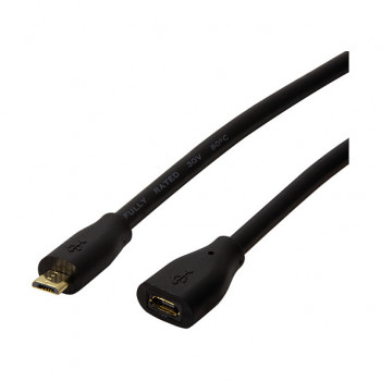 LogiLink CU0120 USB 2.0 pagarinājuma kabelis, Micro-USB B vīrišķais uz Micro-USB B sievišķais, 0,5 m, melns