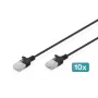 DIGITUS slaids Cat6 U/UTP savienojuma kabelis RJ45, 0,3 m, melns, LSZH, 10 gab.