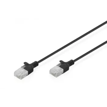 DIGITUS Slim Cat6 U/UTP savienojuma kabelis RJ45, 0,3 m, melns, LSZH