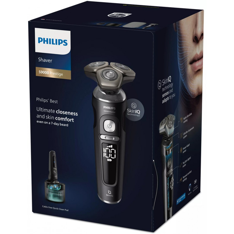 Philips S9000 Prestige SP9840/32 mitrā un sausā elektriskā skuveklis, pelēks