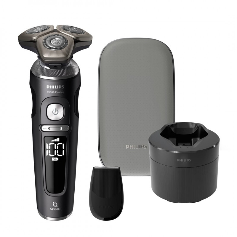 Philips S9000 Prestige SP9840/32 mitrā un sausā elektriskā skuveklis, pelēks