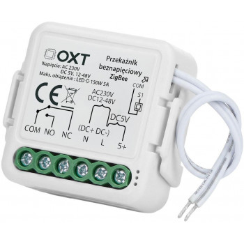 OXT T250DC Mini ZigBee Tuya releja modulis, bezpotenciāla, AC 230 V / DC 5 V / 12-48 V
