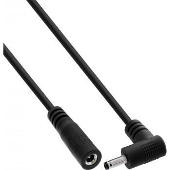 InLine® DC pagarinājuma kabelis ar leņķa kontaktdakšu, 3.5 x 1.35 mm, melns, 0.5 m