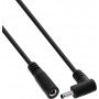 InLine® DC pagarinājuma kabelis ar leņķa kontaktdakšu, 3.5 x 1.35 mm, melns, 0.5 m